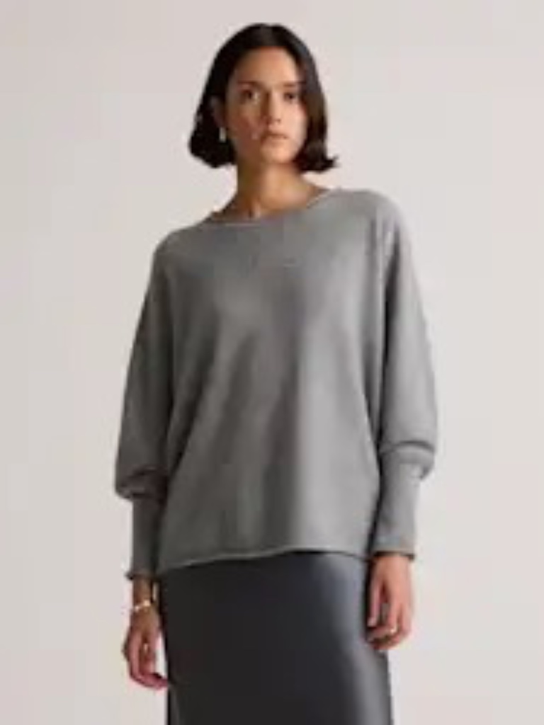 Quince Light Gray Mongolian Cashmere Batwing Sweater